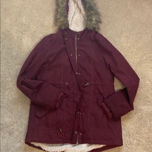 Burgundy trench jacket